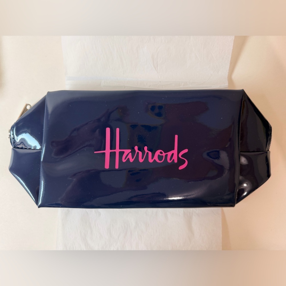 Harrods Midnight Blue Gloss Pouch | Barbie Pink Logo Makeup Bag